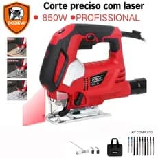 Serra Tico Tico Elétrica 850W Profissional Com Laser Base Ajustável | Corte Madeira Metal PVC Dobevi