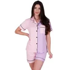 Pijama Curto Meio a Meio Concept Essentials Rosa