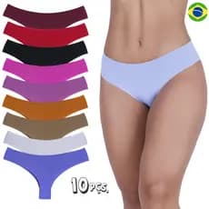 Kit 10 Calcinhas Sem Costura Tanga Corte Laser Não Marca