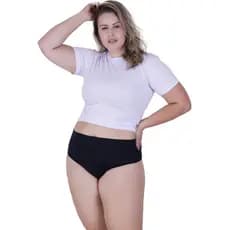 Calcinha Rubi Plus Size Cós Duplo Concept Essentials Preto