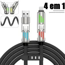 Cabo 4 em 1 USB-C 240W PD 1m, USB Type-C para USB-C, Compatível com iPhone 16 Pro Max, 15, iPad, Tablets