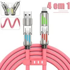 Cabo 4 em 1 USB-C 240W PD 1m, Transferência de Dados, Compatível com iPhone 16 Pro Max/15, Xiaomi, Samsung Tablet
