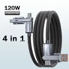 Cabo de Carregamento USB 4 em 1 240W – Carregamento Rápido Multi USB-A/C/Lightning, Compatível com iPhone 13-16, Samsung