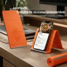 Suporte de celular em silicone e alumínio flexível, design dobrável, enrolável e articulável.