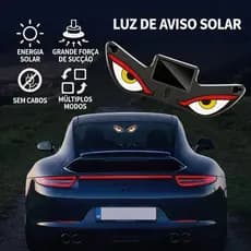 Luz Decorativa Solar LED Olhos de Demônio para Vidro Traseiro Automotivo, Sem Fio com Ventosas