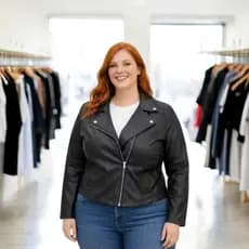 Jaqueta Feminina Courino Plus Size Estilo Motoqueira Moda Inverno Casual Zíper Frontal