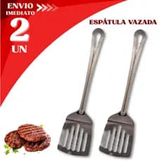 Kit 2 ou 1 Espátula Vazada Inox Grande para Fritura Hamburguer Lanche Cozinha Restaurante