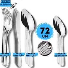 Jogo 72 Talheres Inox 18 Garfo 18 Faca 18 Colher + 18 Colher Sobremesa Cozinha Restaurante Qualidade