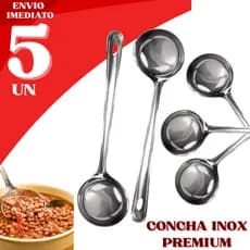 Jogo 5 Conchas Aço Inoxidável Cozinha Doméstica Profissional Alta Durabilidade Caldo Sopa Feijão