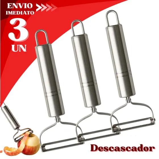 Kit 3 Descascador de Legumes Frutas Aço Inox Praticidade na Cozinha Restaurante