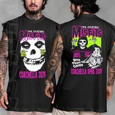 Camiseta regata machao oversized masculino banda de rock misfit coachella 2025  Longline algodao unissex