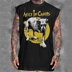 Camiseta regata machao oversized masculino alice ln chains tripod album rock vintage Longline algodao unissex