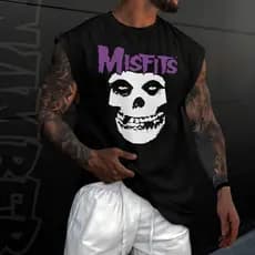 Camiseta regata machao oversized banda de rock misfits punk unissex em algodao