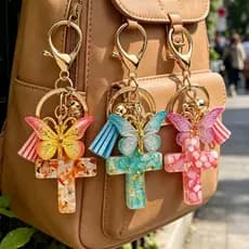 Mini Chaveiro Com Pingente De Borboleta De Resina Leve-Decorativo Cruzado Ornamento De Bolsa