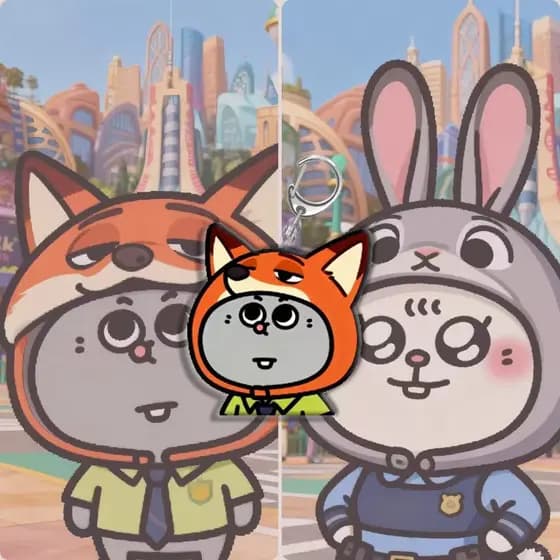 DC3 Zootopia 2 Acrílico Nick Wilde Chaveiro Cartoon Judy Hopps Pingente Charme Durável Para Mochilas E Chaves