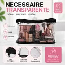 Nécessaire Transparente PVC Resistente – Estojo Impermeável para Viagem, Maquiagem, Remédios e Organizar