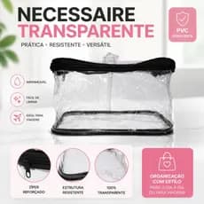 Bolsa Transparente Resistente – Estojo PVC para Cosméticos, Remédios e Organização com Zíper Seguro