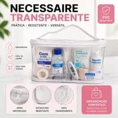 Nécessaire Transparente PVC – Estojo Resistente, Impermeável, Ideal para Maquiagem, Remédios e Viagens