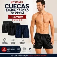 Kit Com 3 Cueca Samba Canção De Cetim Short De Dormir Pijama