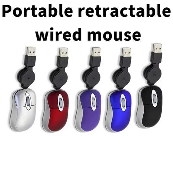 Mouse Com Fio Portátil Mini USB Óptico Retrátil Ergonômico Escritório Em Casa Crianças Para Computador PC