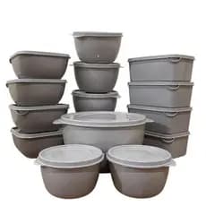 Kit 15 Potes Herméticos de Plástico com Tampa – Empilháveis e Ultra Resistentes para Alimentos
