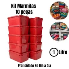 Kit 10 Potes Plástico 1L Hermético | Organizador de Alimentos Cozinha Freezer