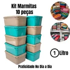 Kit Conjunto jogo de potes 10 POTE organizador plastico vasilhas marmita potes e tigelas