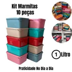 Conjunto 10 Potes Mantimentos 1 Litro | Organizador Cozinha Hermético Freezer Microondas