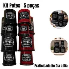 Potes Mantimentos Kit 5 Cozinha Organizador Plástico Alimentos Secos