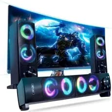 Caixa De Som Pc Gamer SoundBar Speaker Bass LED RGB USB P2 Pc Note Tablet