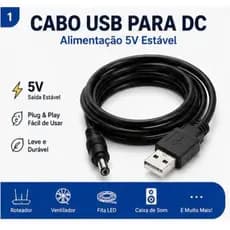 Cabo Alimentação USB para Plug DC P4 5V Carregador Universal