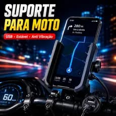 Suporte Celular Moto Com Carregador USB Anti Vibração Alumínio