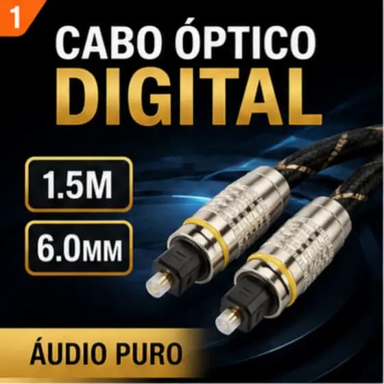 Cabo Óptico Digital Toslink 1,5m Fibra Óptica Áudio TV Soundbar Home Theater Grasep