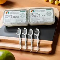 Kit 50/100/200 Fio Dental floss pick higiene bucal com haste rígida para limpeza de aparelho