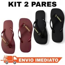 Kit Com 2 Pares de Chinelos Femininos com Glitter e Pingente - Envio Imediato