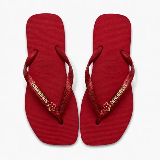 Chinelo Rasteirinha Feminina Glitter com Flor Dourada Brilhante - Envio Imediato