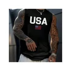 Regata machão Masculina P ao G5 100% Algodão EUA Usa G1 G2 G3 G4 Promoção