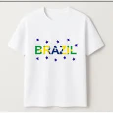 Camiseta Unissex Estampada "Brazil"  Algodão Confortável Casual Moda Masculina e Feminina
