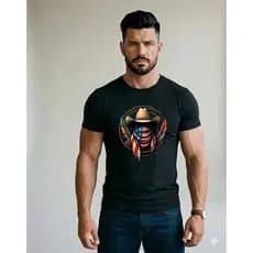 Camiseta Masculina Estampa Cowboy Western Bandana Manga Curta Algodão Premium