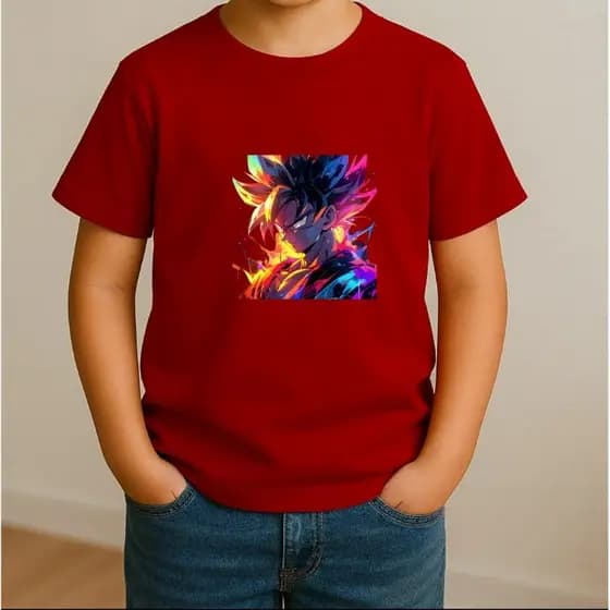 Camiseta Infantil Anime Guerreiro Estampa Geek Manga Curta
