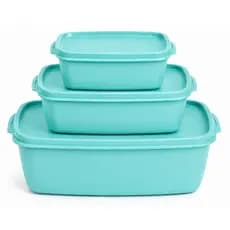 Kit 3 Potes Retangulares Herméticos Plástico (3500ml + 1150ml + 450ml) | Organização Cozinha Alimentos Mantimentos