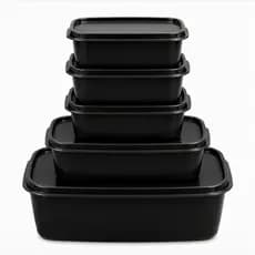 Kit 5 Potes Retangulares Herméticos (3500ml + 1150ml + 3x450ml) | Organização Cozinha Alimentos Mantimentos