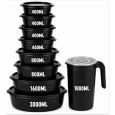Kit 8 Potes Ovais Herméticos + Jarra 1,8L – Organização Completa para Cozinha | Livre de BPA Alimentos Mantimentos