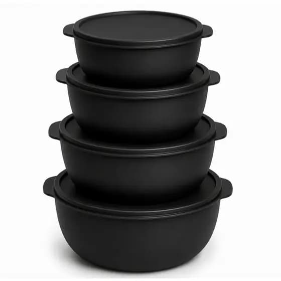 Kit 3 ou 4 Potes Redondos Hermético Plástico Armazenamento de mantimentos Cozinha Livre de BPA Resistentes e Empilháveis