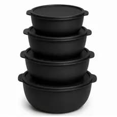 Kit 3 ou 4 Potes Redondos Hermético Plástico Armazenamento de mantimentos Cozinha Livre de BPA Resistentes e Empilháveis
