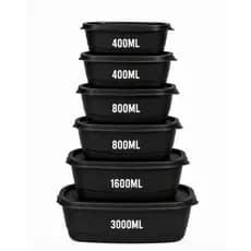 Kit Oval 6 Potes Herméticos Plásticos com Tampa Multiuso- Armazenamento de alimentos e Marmitas Cozinha Mantimentos