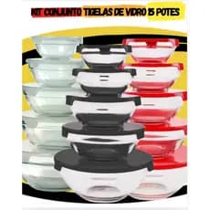 Conjunto Tigela Vidro hermético Bowls Marmita Tampa 10 ou 05 Peças de 870ml a 140ml