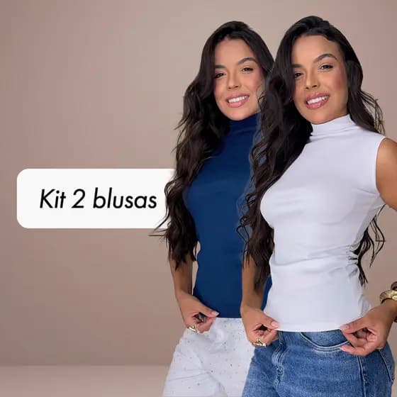 Blusa Gola Alta Elegante Confortavel Kit Regata Feminina Tecido Premium