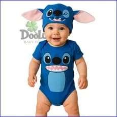 Body de Bebê Stitch Azul Menino / Temático Mêsversario