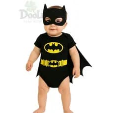 Body De Bebê Batman + Capa + Mascara Temático Mêsversario / Batman Preto